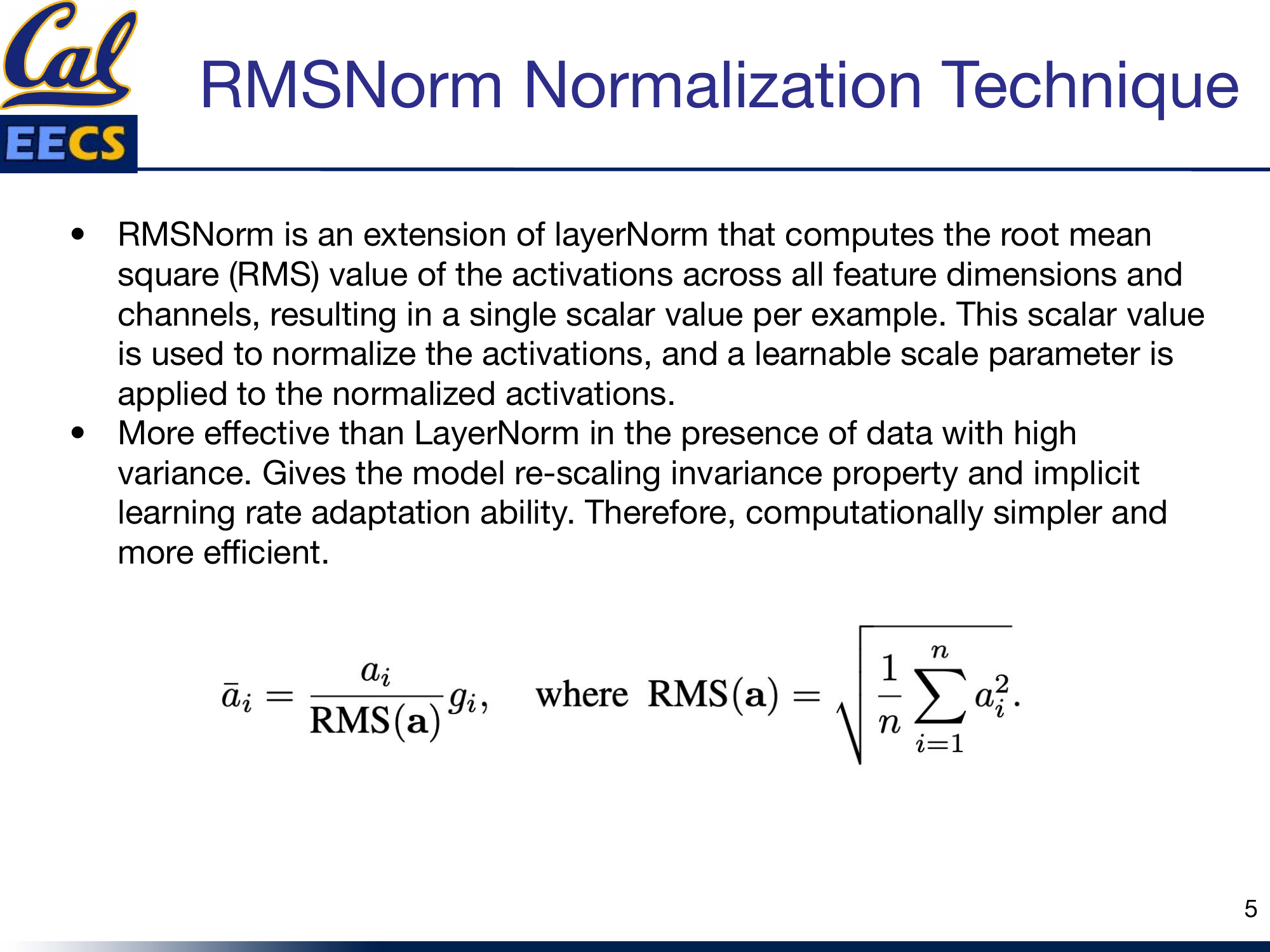 RMSNorm normalization formula and computation flow