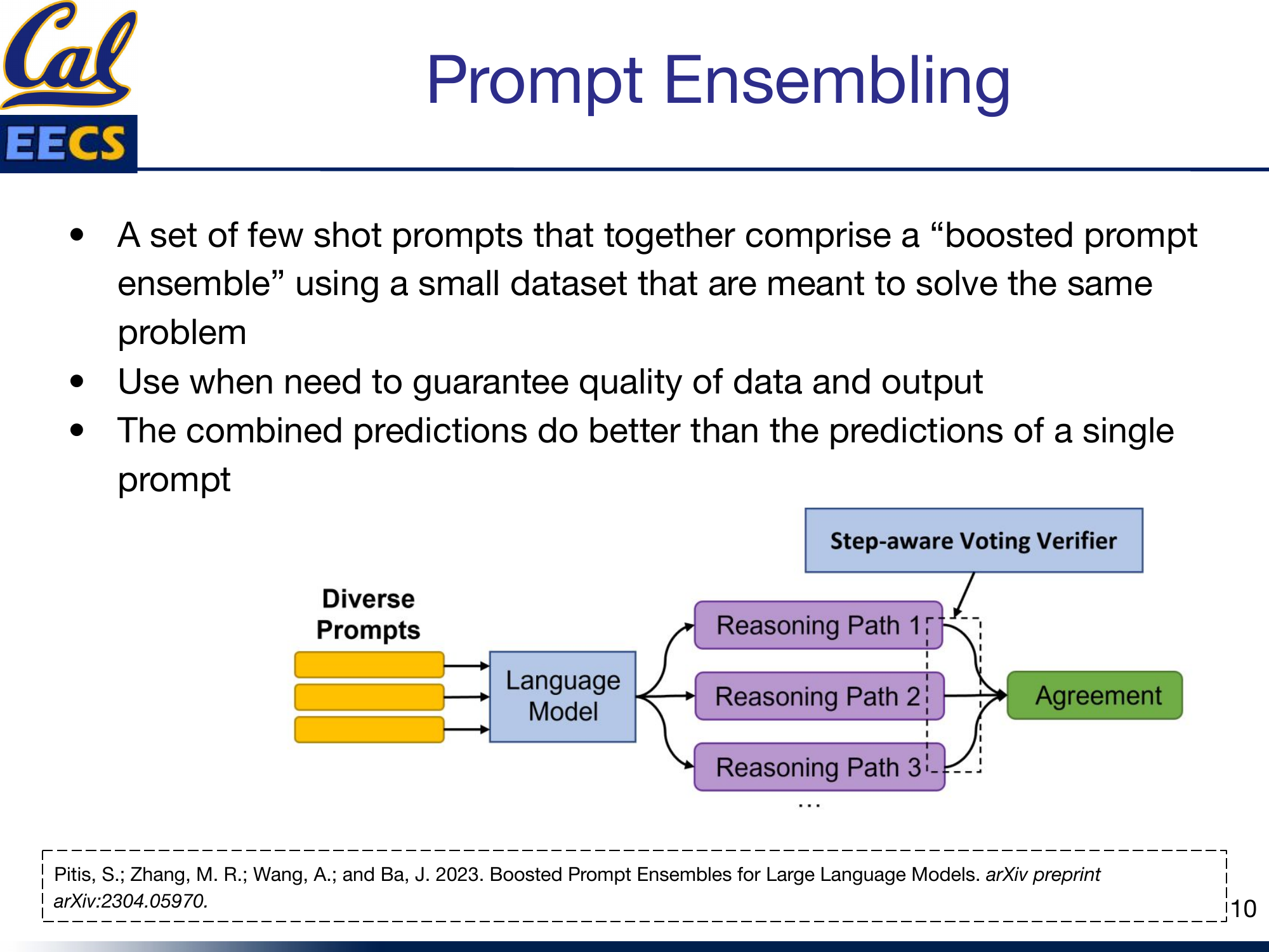 Diagram: Diverse Prompts --> Language Model --> Multiple Reasoning Paths --> Step-aware Voting Verifier --> Agreement