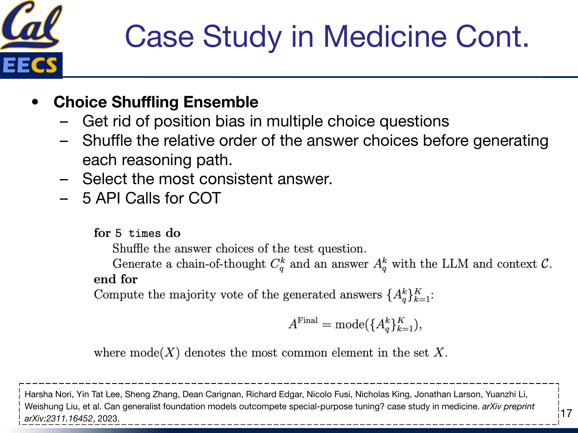 Chart: MedQA accuracy progression from PubMedBERT (38.1%) through various models and strategies to GPT-4 Medprompt (90.2%)